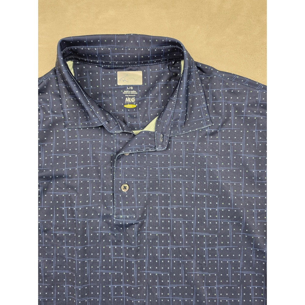Greg Norman Polo Shirt Mens Large Blue ML75 Stretch Play Dry Performance
